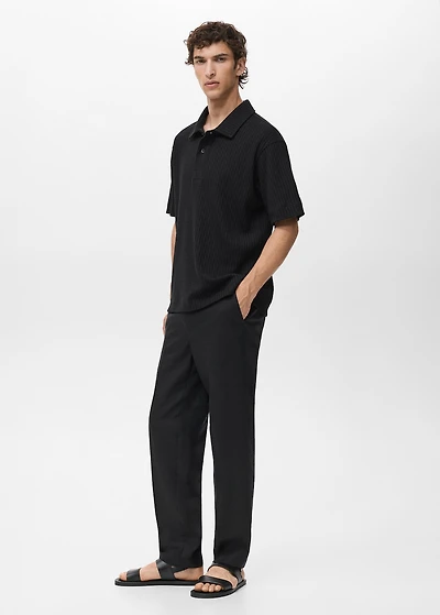 Textured knitted polo shirt