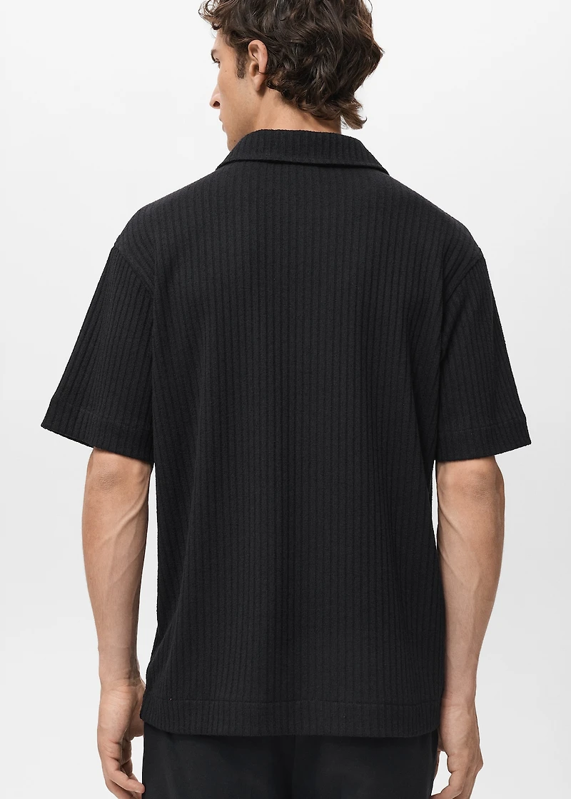 Textured knitted polo shirt