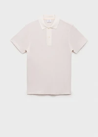 Knitted cotton polo shirt with lace pattern