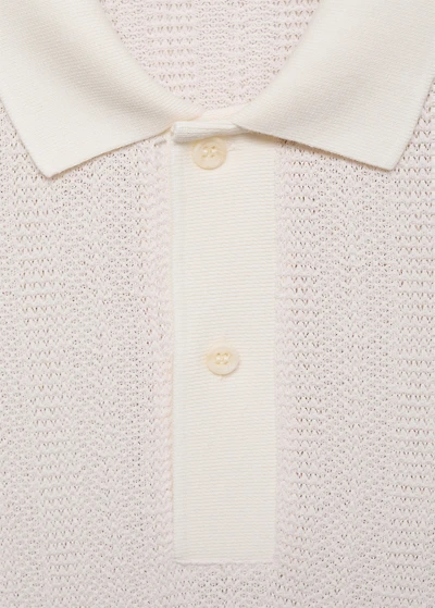 Knitted cotton polo shirt with lace pattern