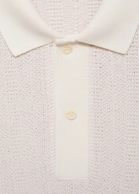 Knitted cotton polo shirt with lace pattern