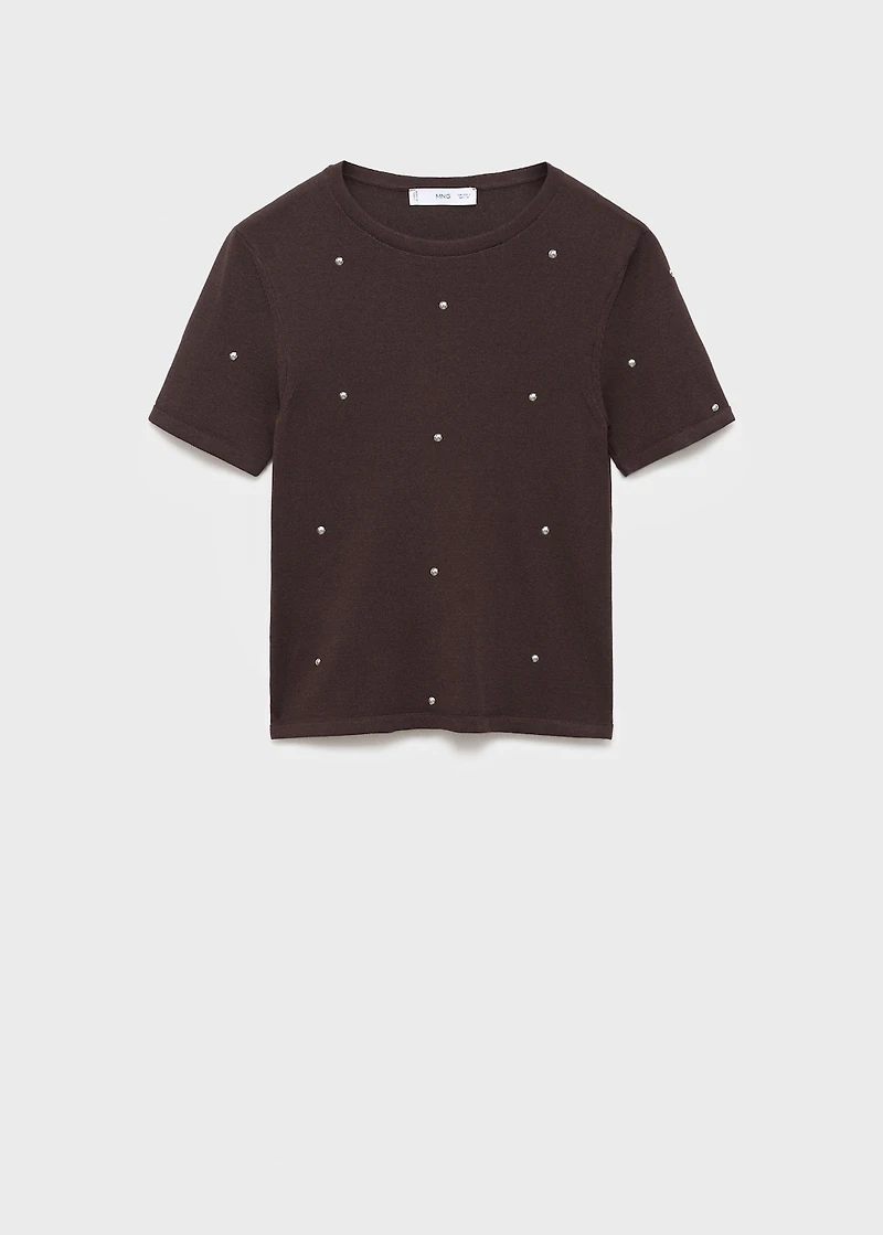 Knitted sweater with rhinestones