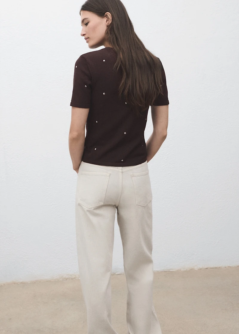 Knitted sweater with rhinestones