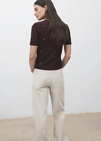 Knitted sweater with rhinestones