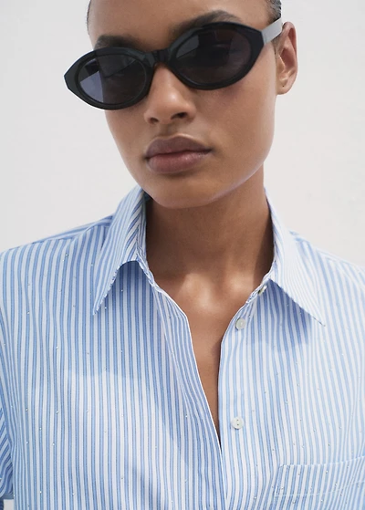 Rhinestone cropped shirt