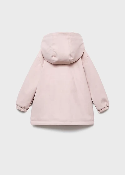 Rubberized coat with fur-effect lining