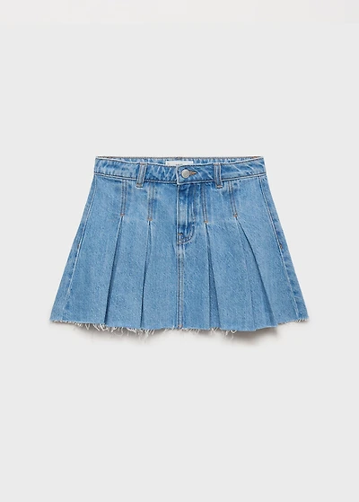 Pleated denim skirt