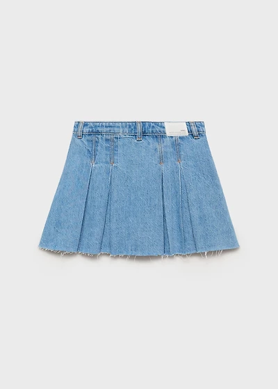 Pleated denim skirt