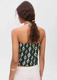 Halter-neck crossover top