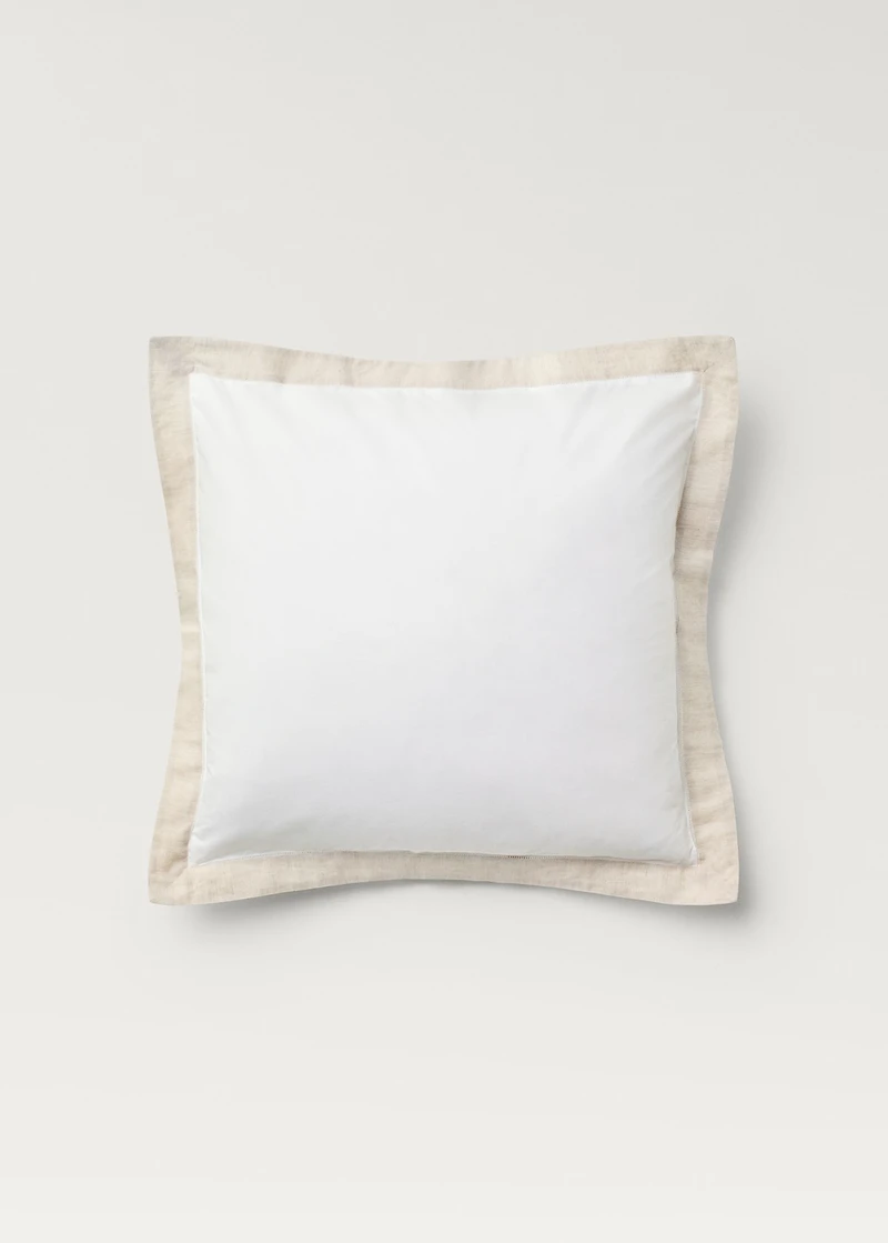 Two cotton percale pillowcases with a linen border 60x60 cm