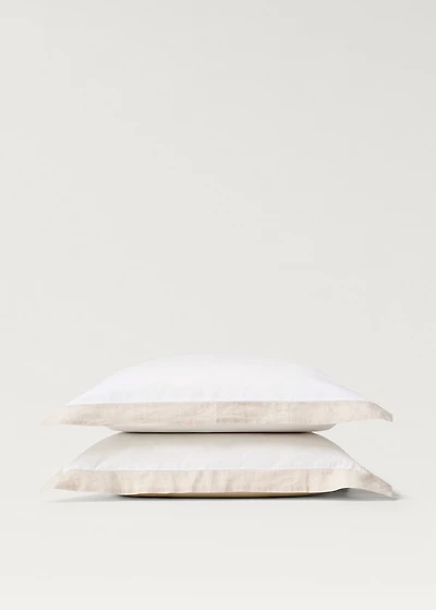 Two cotton percale pillowcases with a linen border 60x60 cm