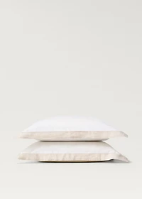 Two cotton percale pillowcases with a linen border 60x60 cm