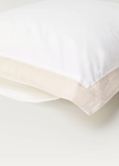 Two cotton percale pillowcases with a linen border 60x60 cm