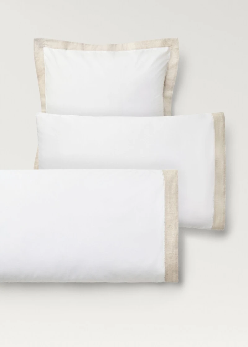 Two cotton percale pillowcases with a linen border 60x60 cm
