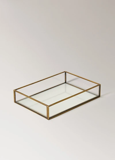 Small glass embossed decorative tray