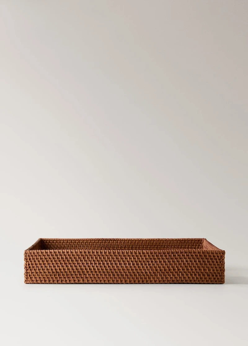 Rattan decorative tray with handles