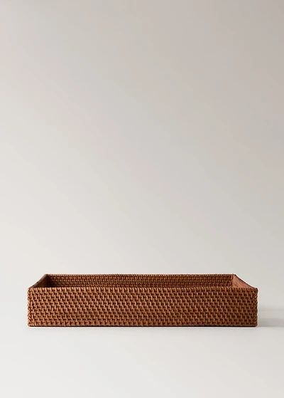 Rattan decorative tray with handles