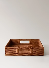 Rattan decorative tray with handles