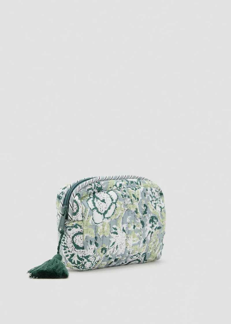 Floral-print cosmetic bag
