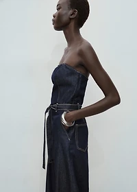 Strapless denim jumpsuit