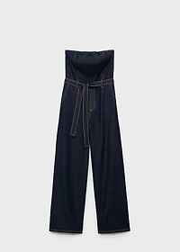 Strapless denim jumpsuit
