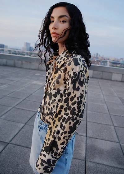 Leopard-print shirt with pocket
