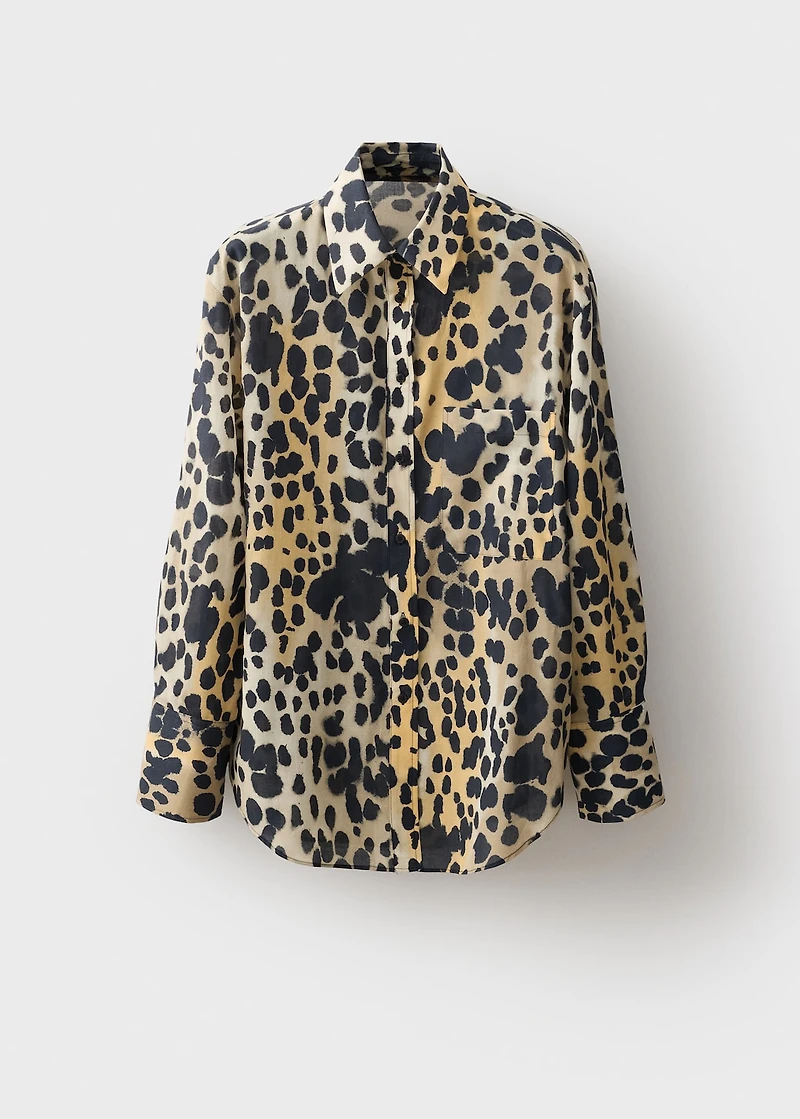 Leopard-print shirt with pocket