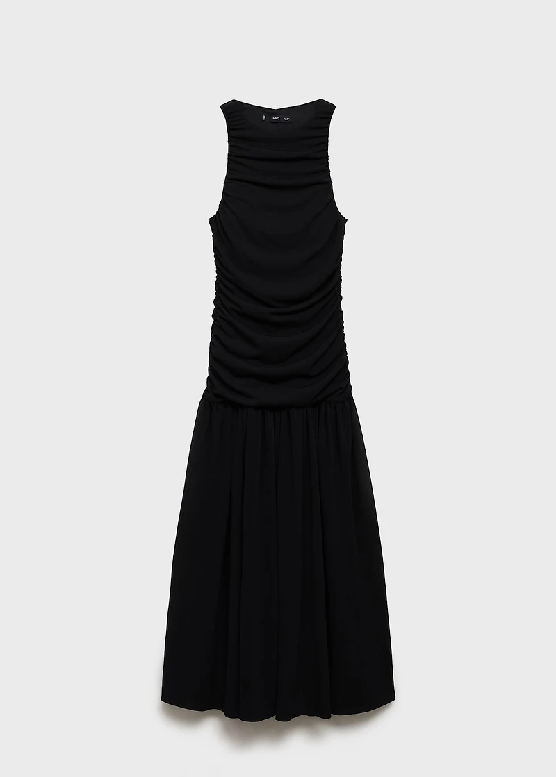 Gathered midi-dress