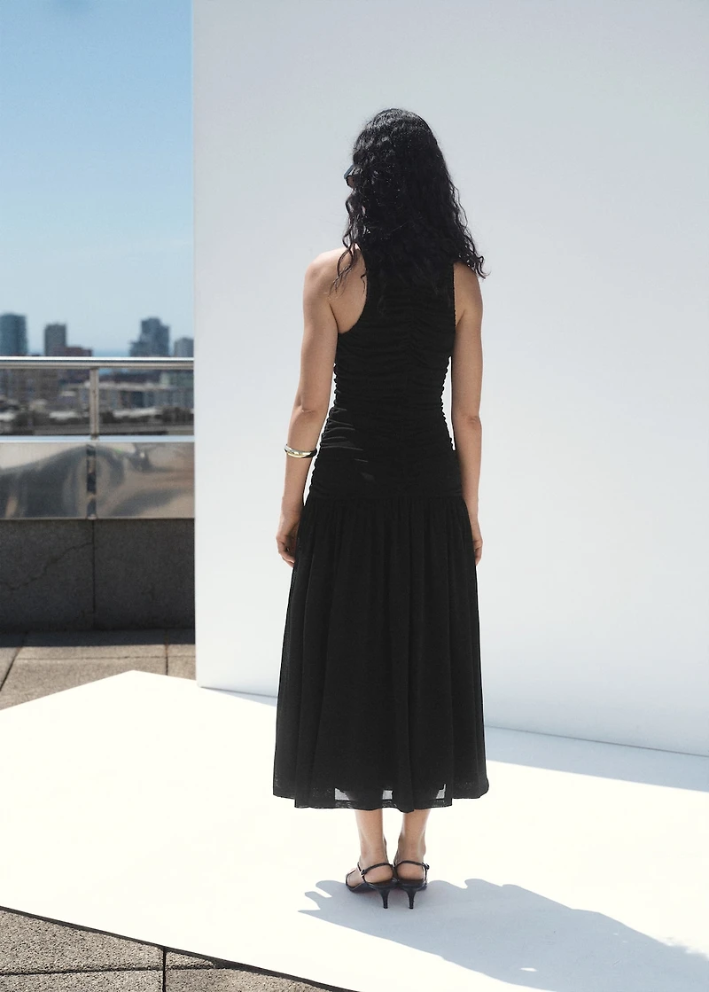 Gathered midi-dress