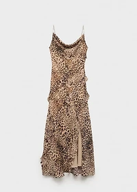 Leopard-print ruffle dress with opening