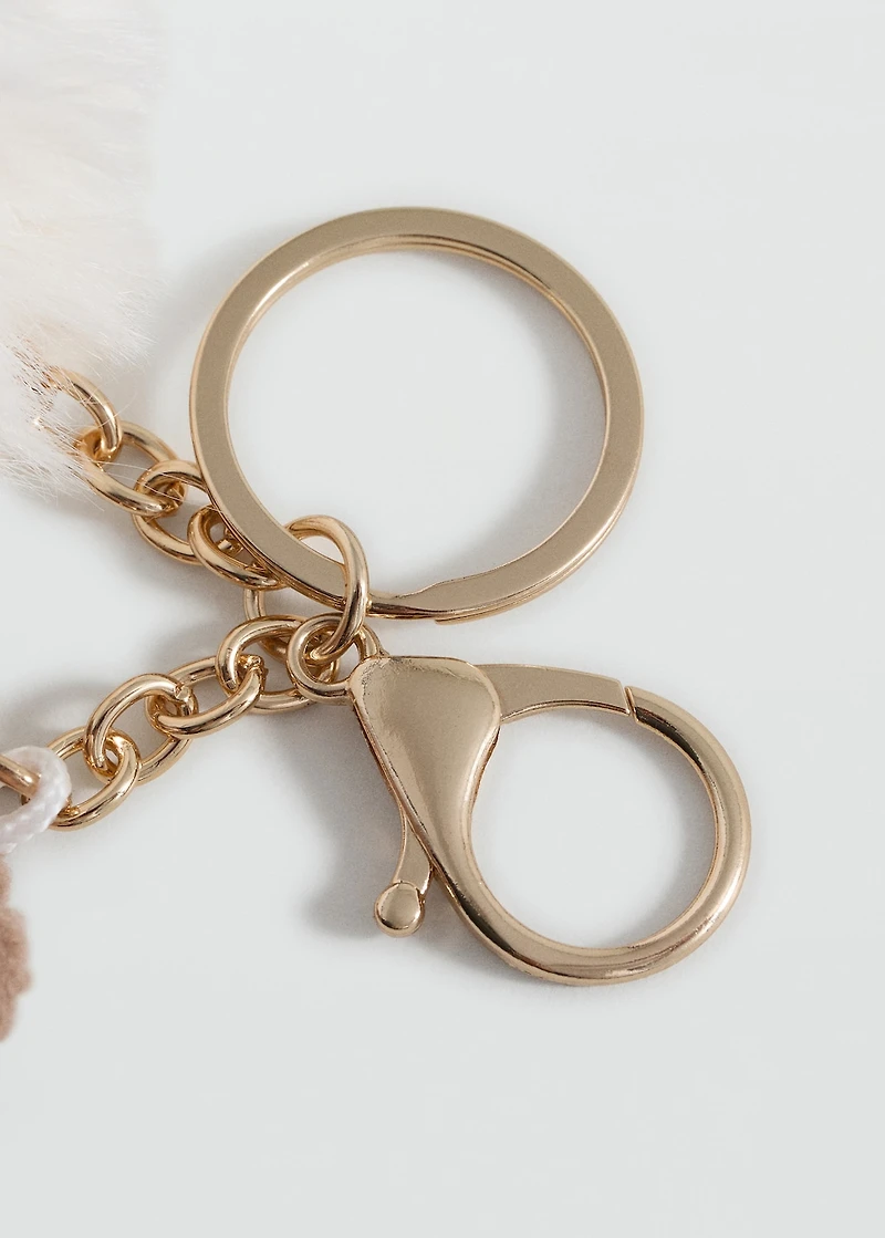 Teddy bear keychain with pom-pom