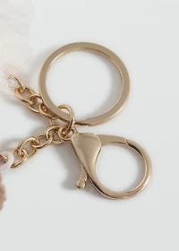 Teddy bear keychain with pom-pom