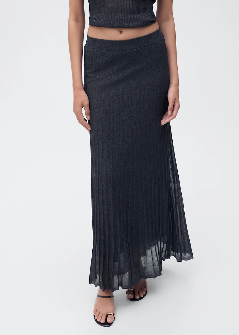 Lurex knitted pleated skirt