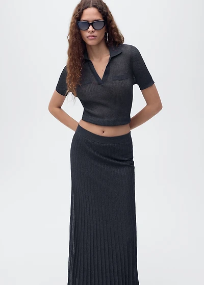 Lurex knitted pleated skirt