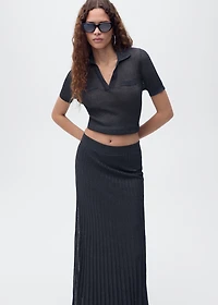 Lurex knitted pleated skirt