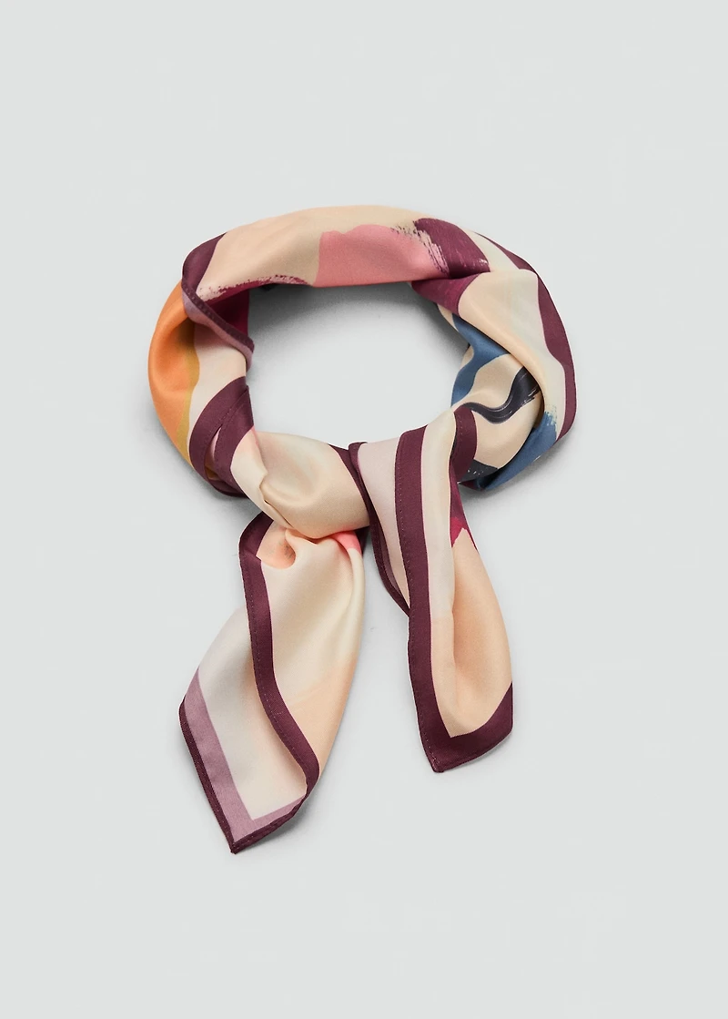 Floral-print satin scarf