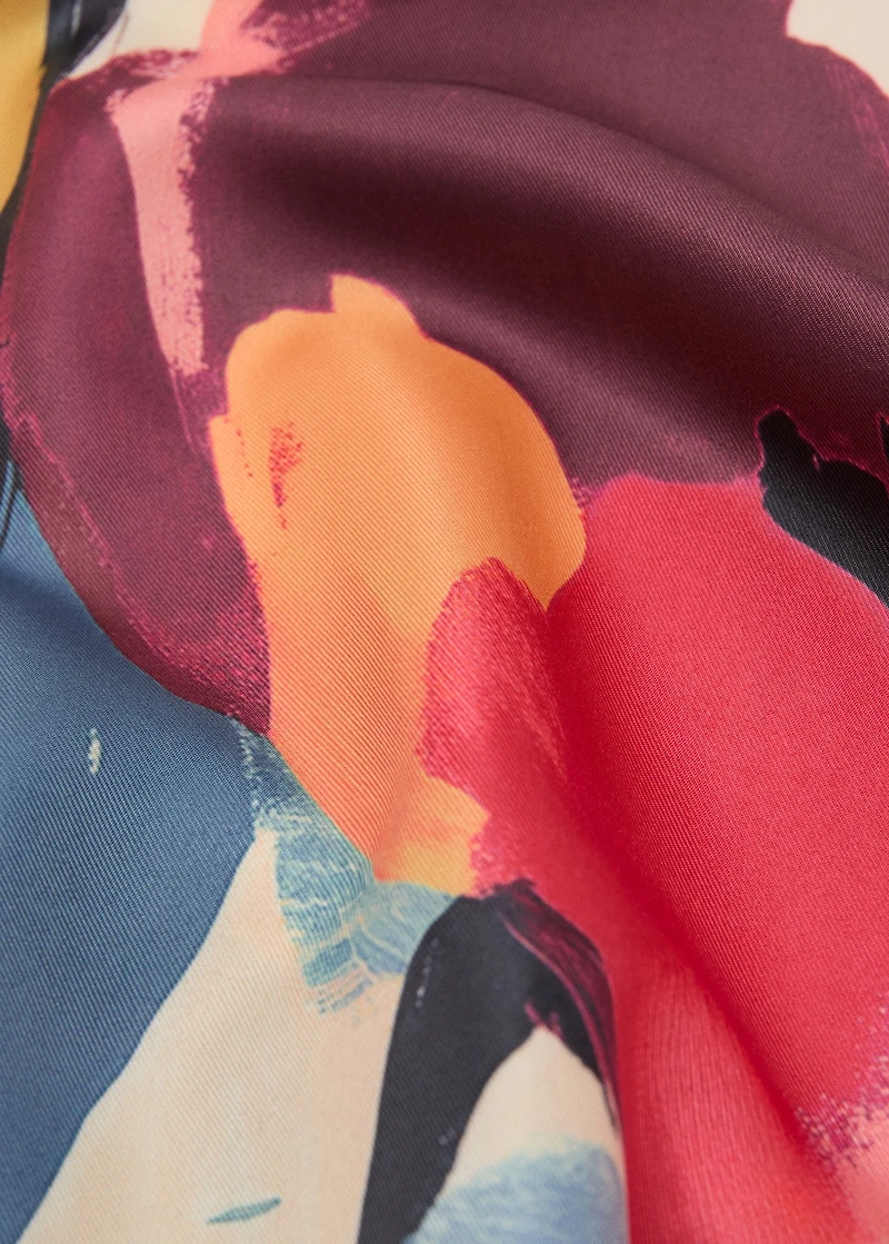 Floral-print satin scarf