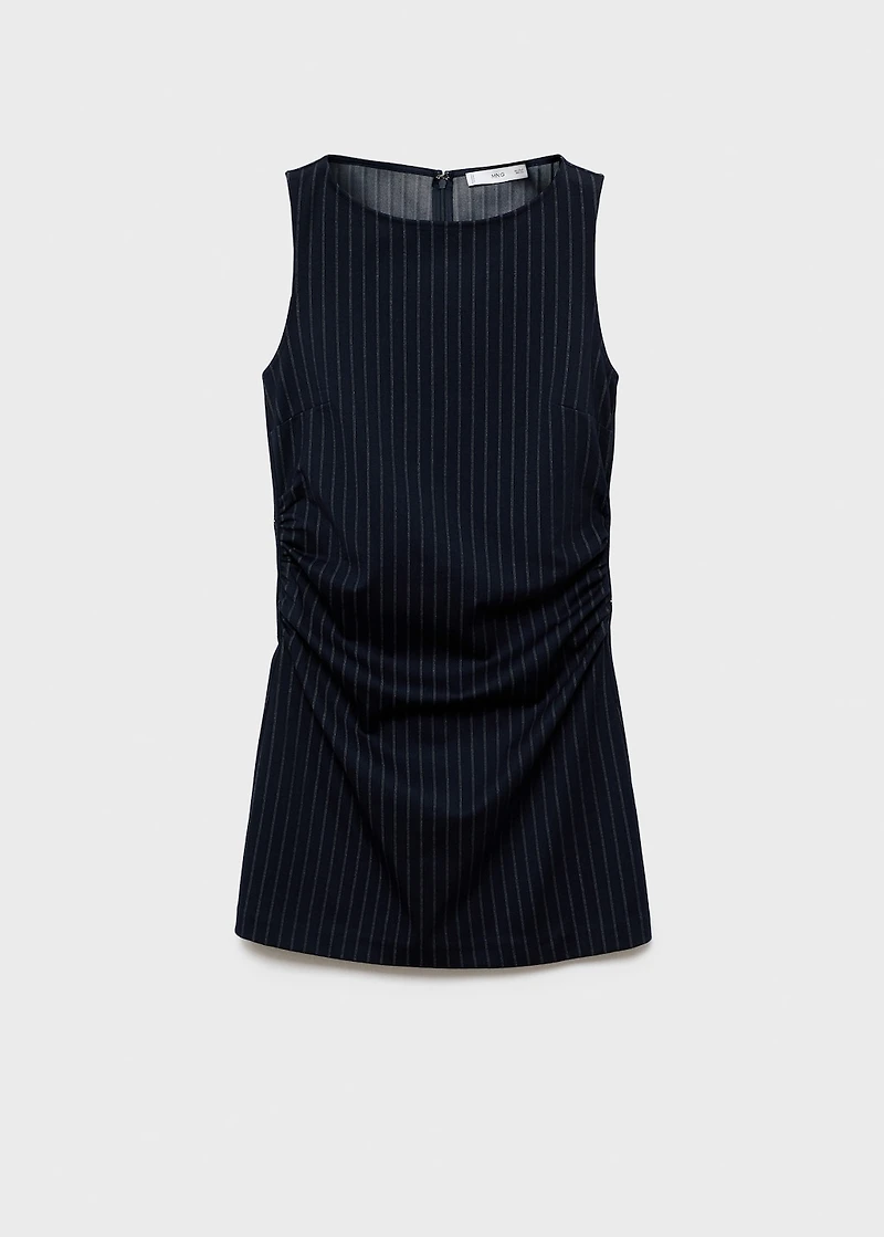 Boat-neck pinstripe dress