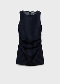 Boat-neck pinstripe dress