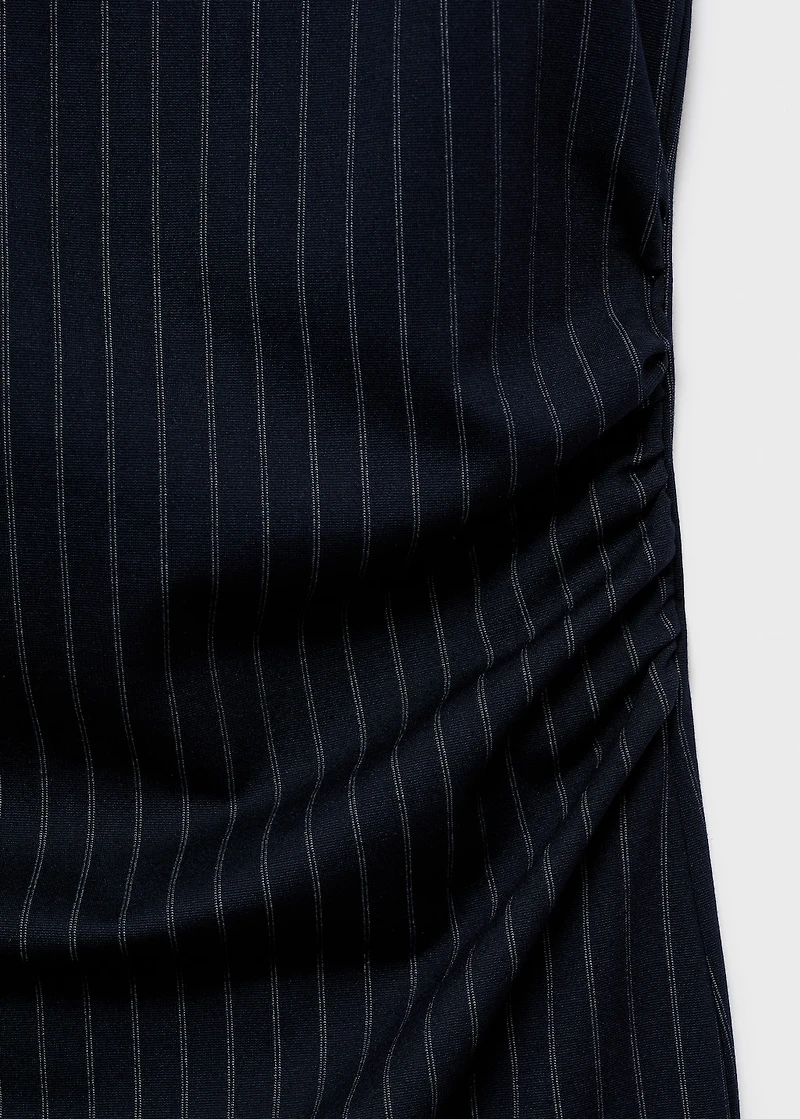 Boat-neck pinstripe dress