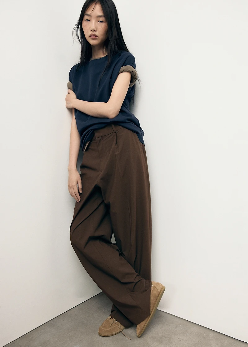 Low-rise wide-leg pants