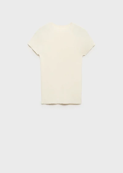 Ribbed-knit short-sleeved sweater