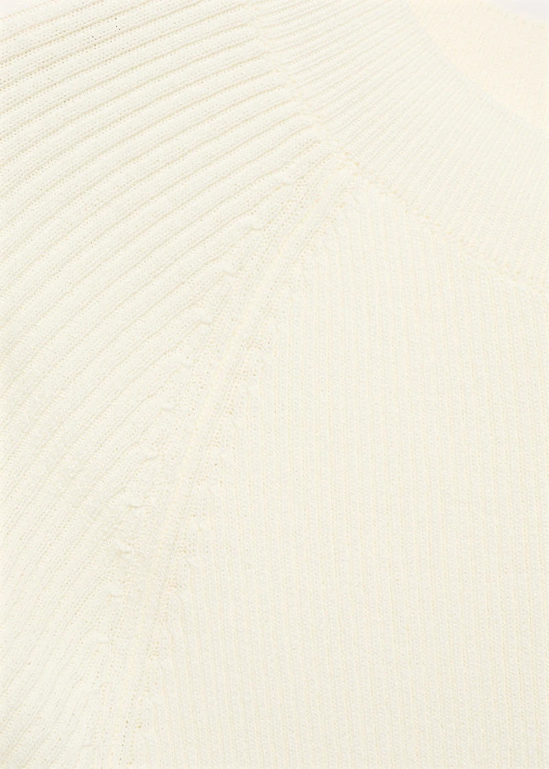 Ribbed-knit short-sleeved sweater