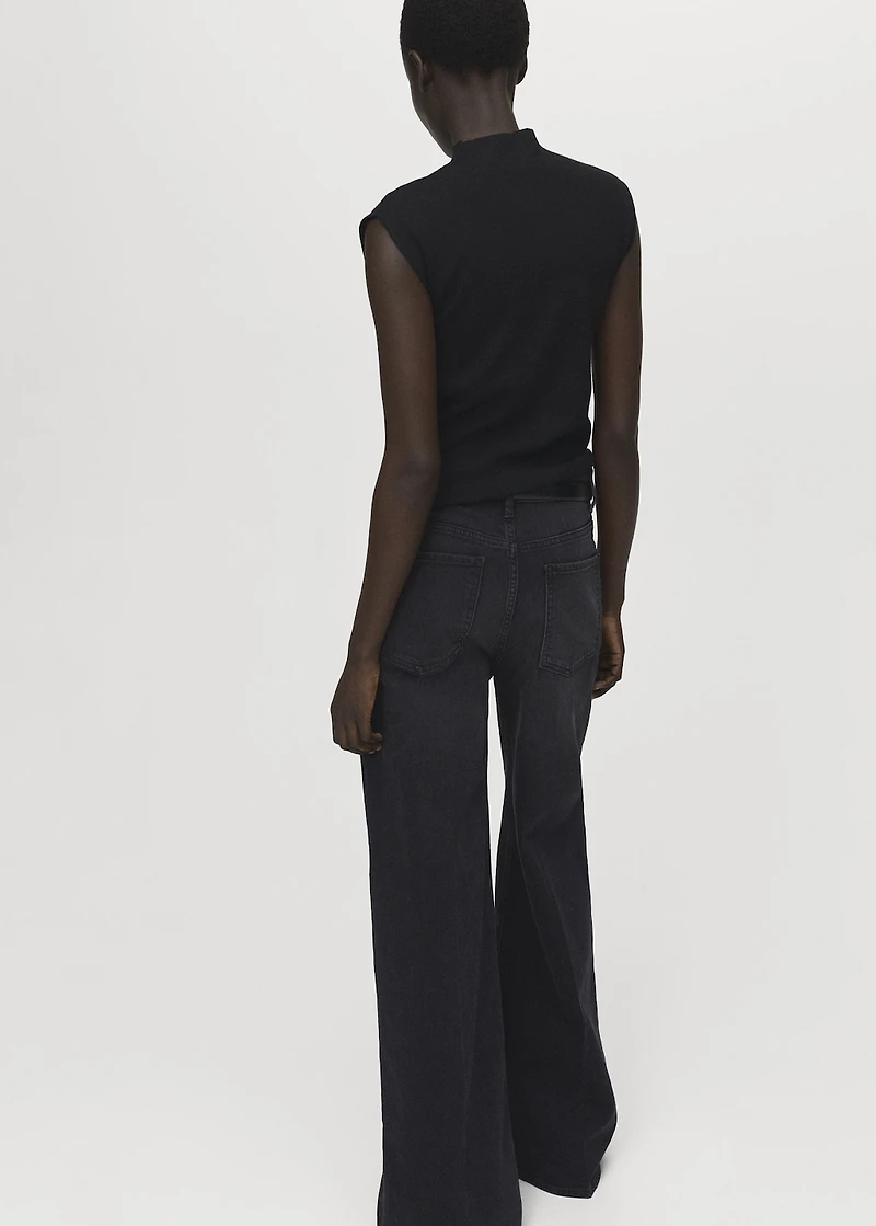 Perkins-neck knitted top