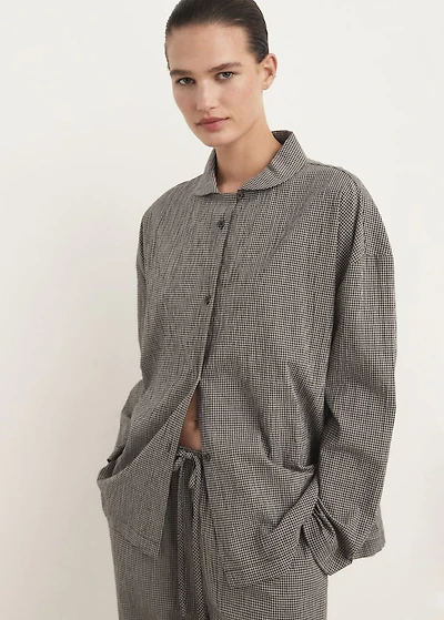 Two-piece cotton pajamas gingham check