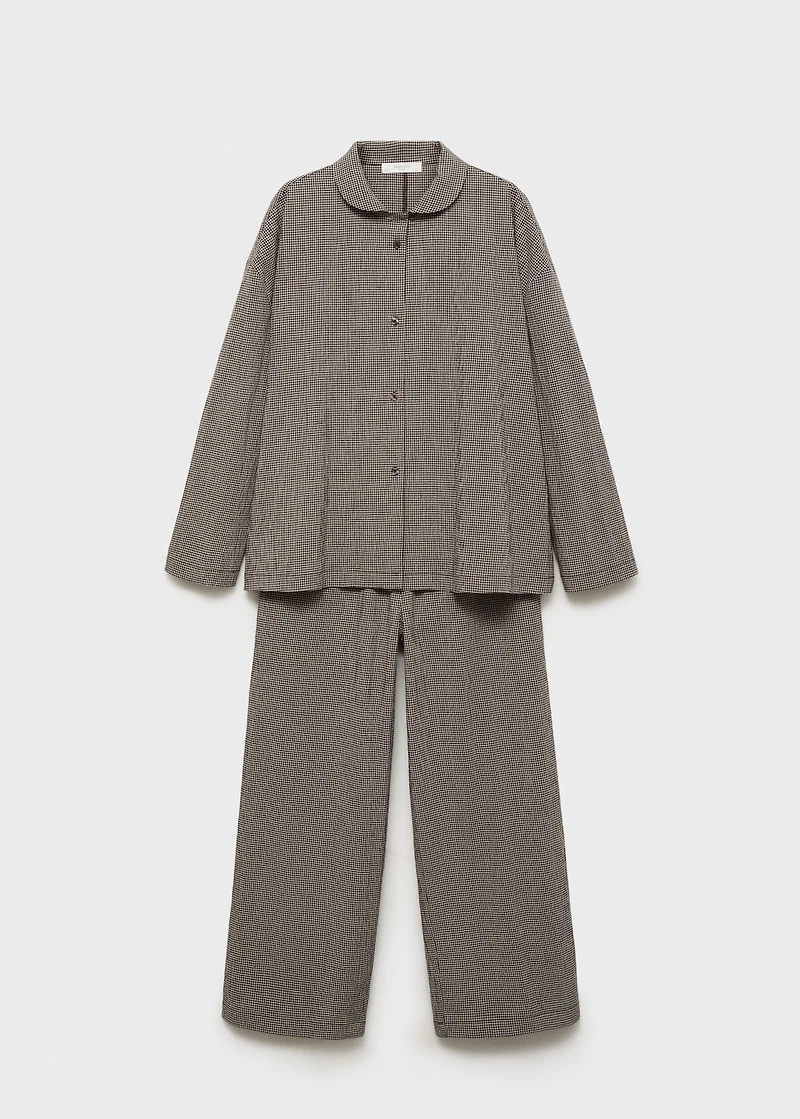 Two-piece cotton pajamas gingham check