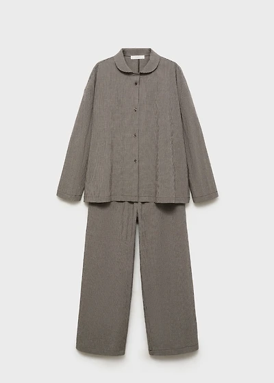 Two-piece cotton pajamas gingham check