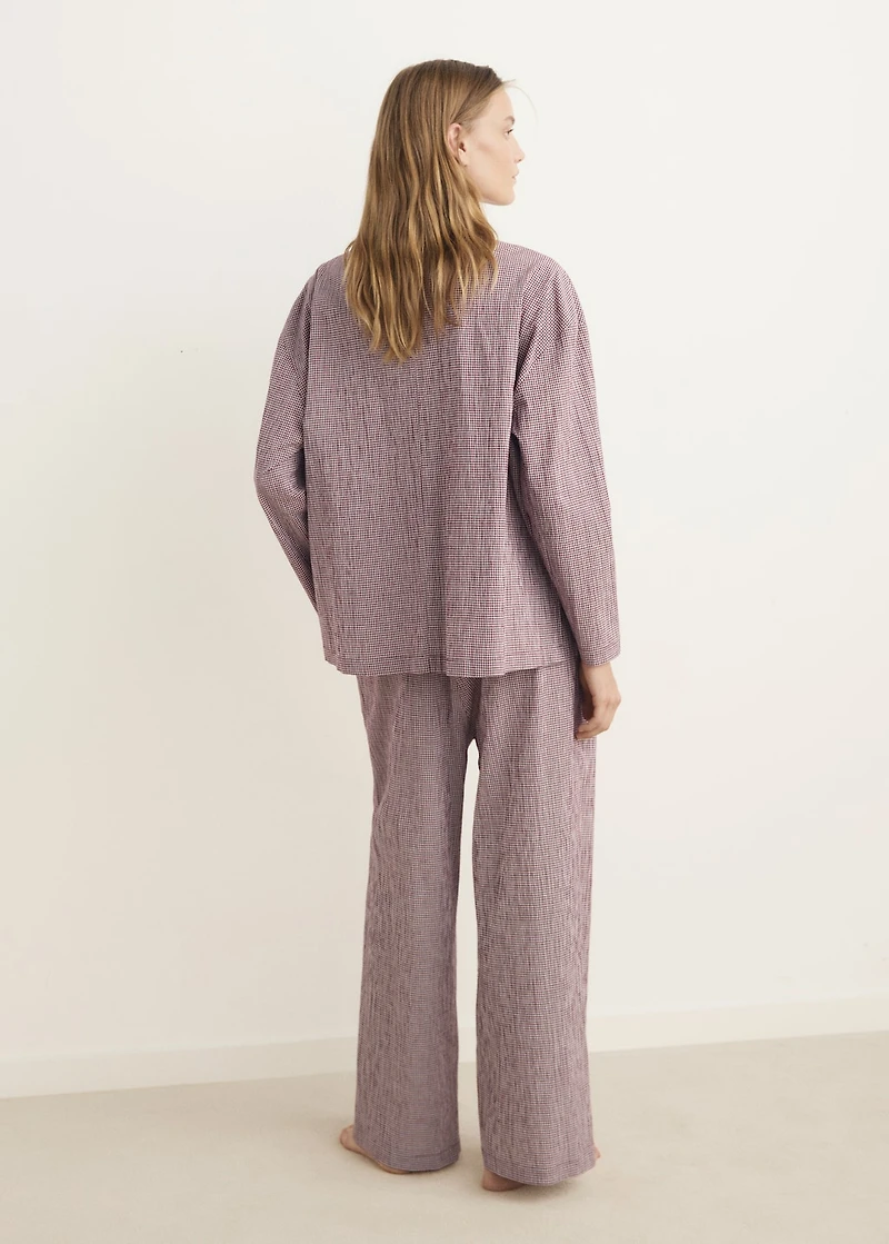 Two-piece cotton pajamas gingham check