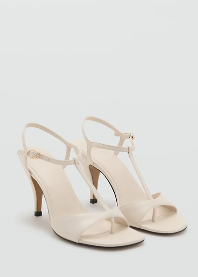 Heeled leather sandals with straps