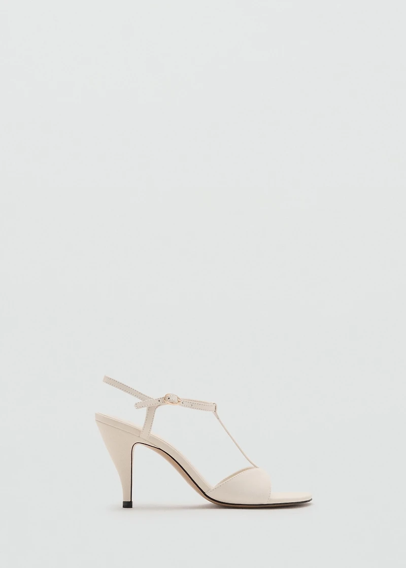 Heeled leather sandals with straps